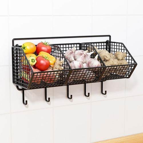 葱姜蒜收纳筐厨房置物架菜篮子生姜大蒜挂篮墙挂式调料盒壁挂神器
