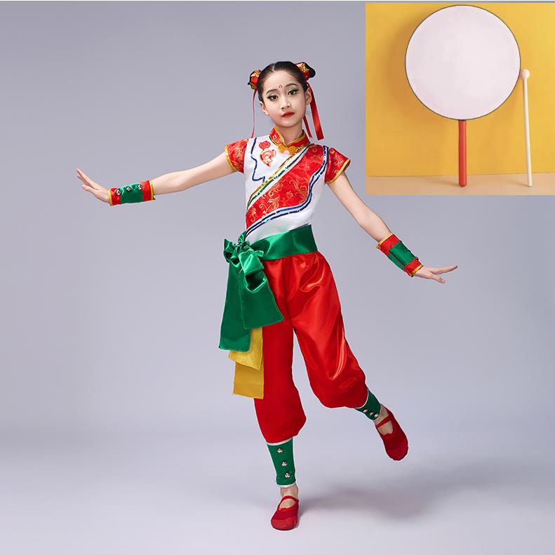 高档哪吒鼓蹈服儿童舞啦啦开场演出舞服运动会队开幕式打鼓道具少