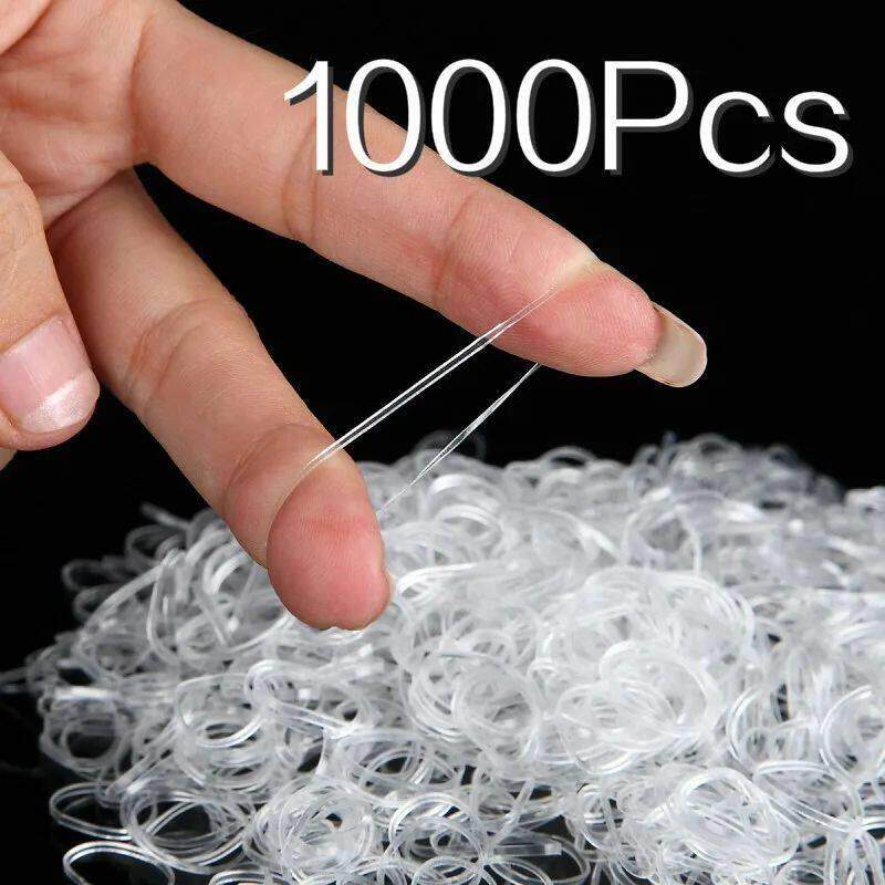 1000pcs/pack Transparent Hair Elastic Rope Rubber Band for W - 实物图