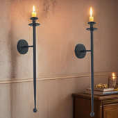 美式 复古壁挂蜡烛台客厅墙面壁灯蜡烛杯墙上挂壁铁艺蜡烛架