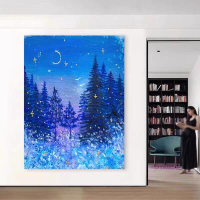 《月林星澜》现代简约入户玄关挂画小众艺术客厅壁画餐厅装饰画