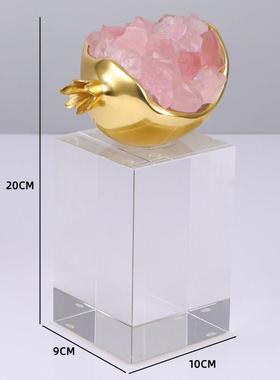 高档欧现代轻奢客厅北意石榴花软装饰酒柜样板天房然粉紫水晶石摆