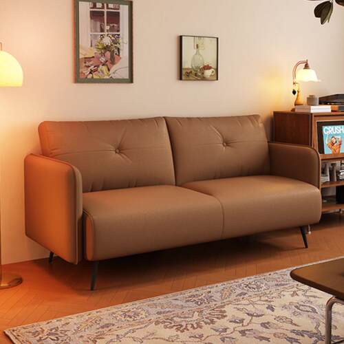 小户型皮艺沙发覆古客厅双人沙发棕色现代简约公寓意式猫抓皮沙发