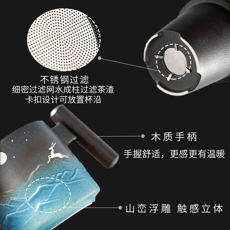 陶瓷麋鹿马克杯带过滤泡茶杯礼盒包装办公杯节日活动创意礼品