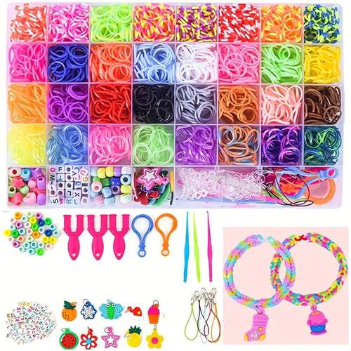 2800pcs+ 32 Colors 40 Grid Box loom Bands Charms hook Colorf