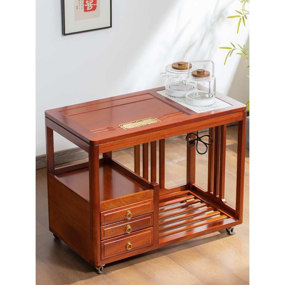 批发花梨木移动茶车茶几小户型新中式实木茶桌家用小茶台客厅茶海