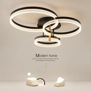 护眼客厅吸顶灯极简奶油风圆环高端大气全光谱卧室灯广东中山灯具