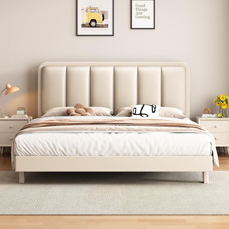 床单实木床现简约奶油风主卧代双人床济LTW型出租房1.5m人经软包