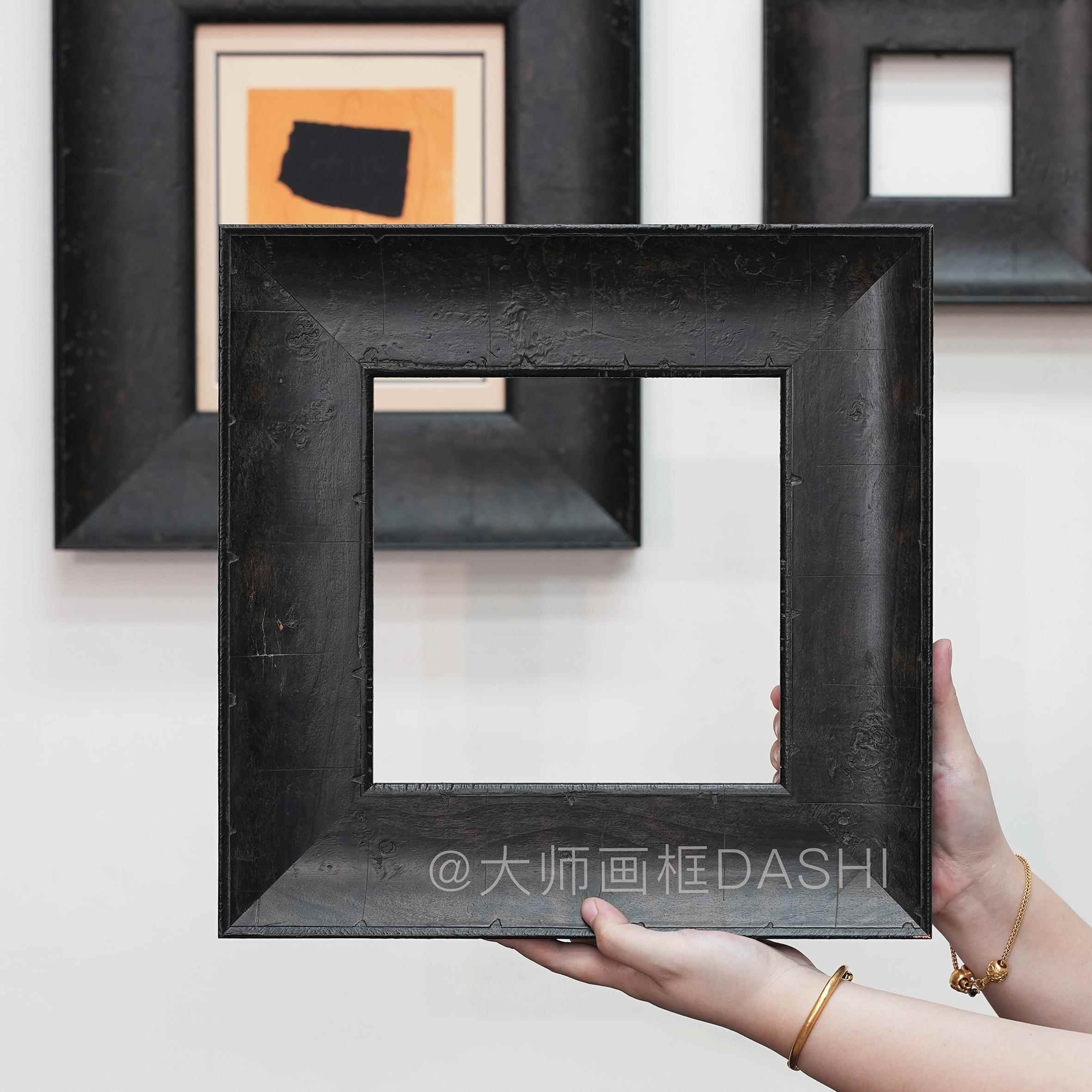实木画框定制做旧相框黑色侘寂油画外框装裱版画大师复古镜框美式