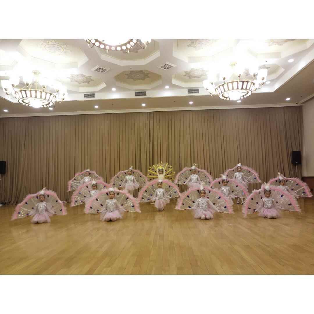 高档第八小荷新风采小白届翎儿童舞蹈演演出服款孔雀开屏表傣族七