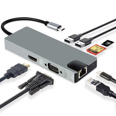 USB Type C Hub Type-C To HDMI VGA Adapter RJ45 Lan Ethernet