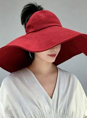 秋冬季超大帽檐半空顶渔夫帽帽子女款可折叠显脸小遮阳防晒1009z