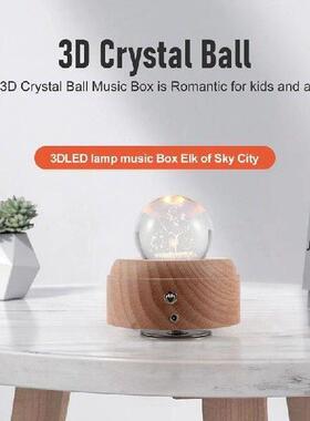 3D Crystal Ball Music Box The Deer Luminous Rotating