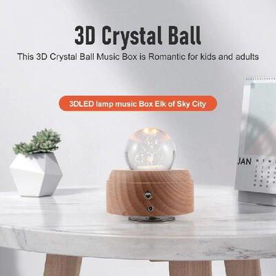 3D Crystal Ball Music Box The Deer Luminous Rotating