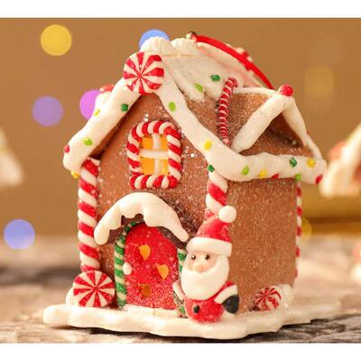 Christmas pendant polymer clay LED light Christmas house圣诞