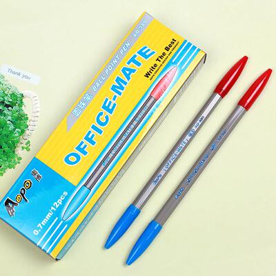 奥博580红蓝双色圆珠笔双头笔两用笔老师批阅试卷作业专用笔0.7mm