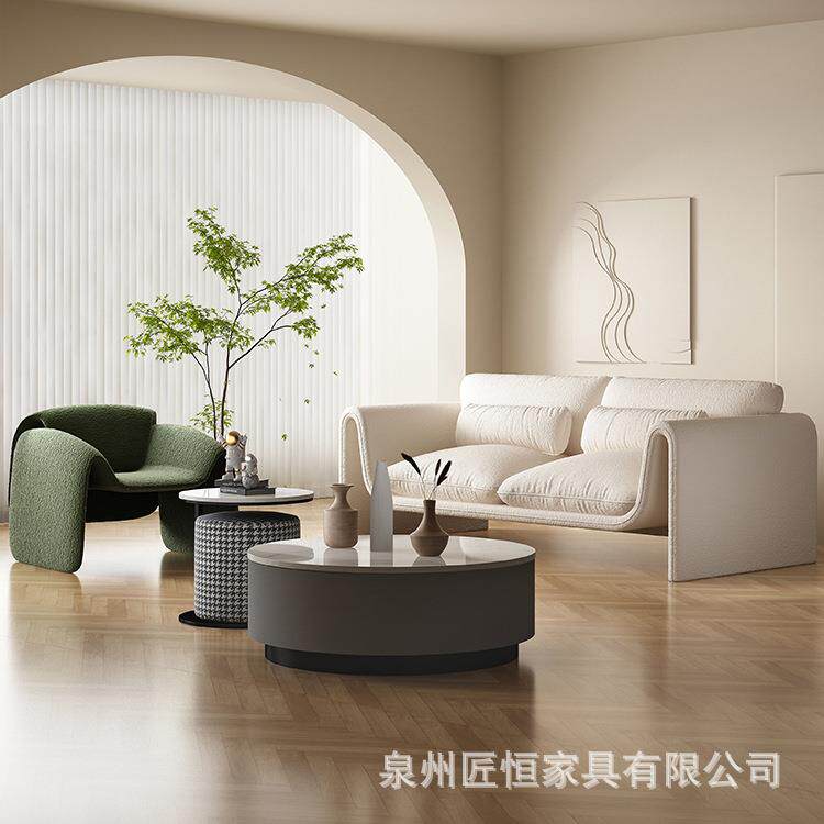 北欧奶油风沙发茶几组合家用小户型卧室阳台沙发椅简约客厅小沙发