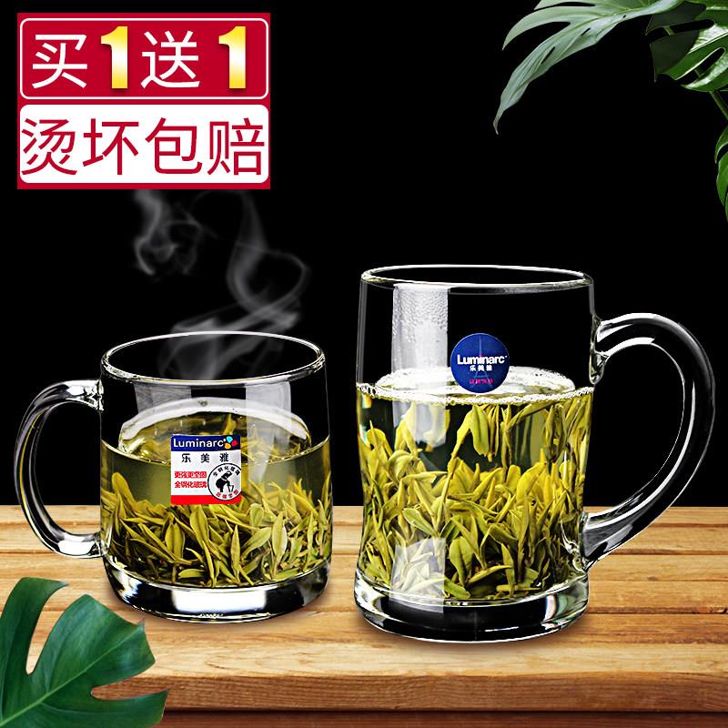 玻璃杯家用水杯耐热钢化带把手柄茶杯大容量喝水泡茶杯子可微波炉