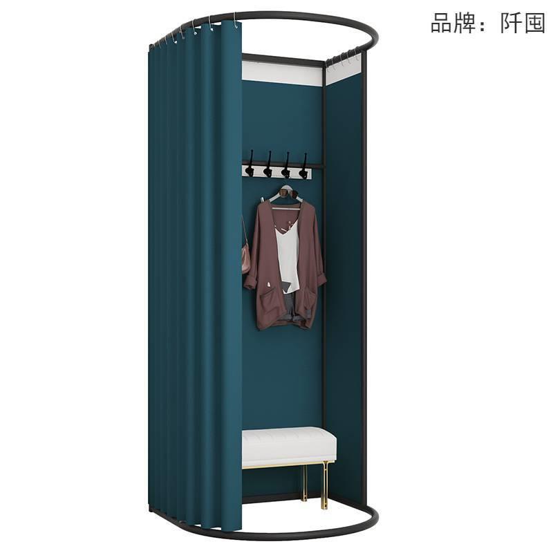 服装店移动地85摊试衣间门更帘简活动易衣室便轨道携换衣落地展示