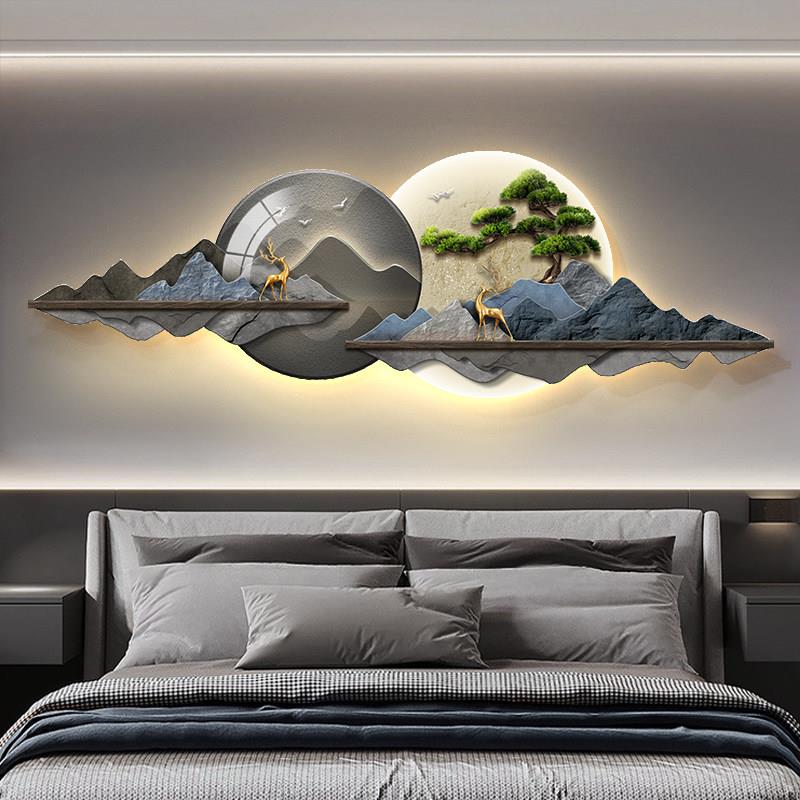 现代无障碍豪华卧室装饰画2025新款Led灯画客厅沙发墙画主卧室床