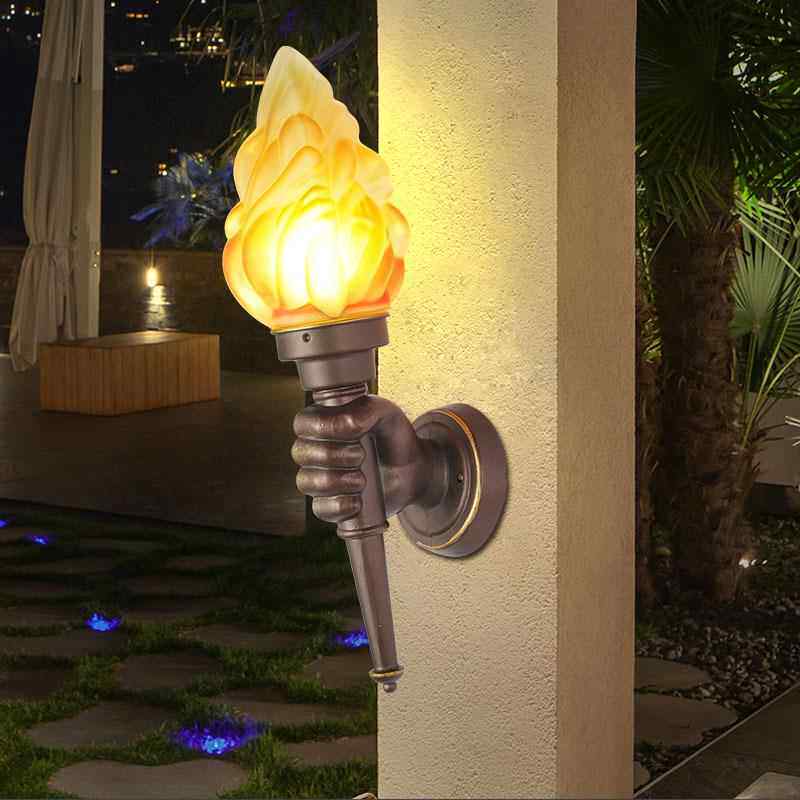 欧式户壁灯火炬造型ld户外灯花园别火炬手 墅e小区大外门灯室外明