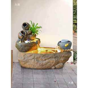 l池泉室内鱼造景饰 &yj 流水摆件循环水阳台装 喷轮庭院花园假山t$