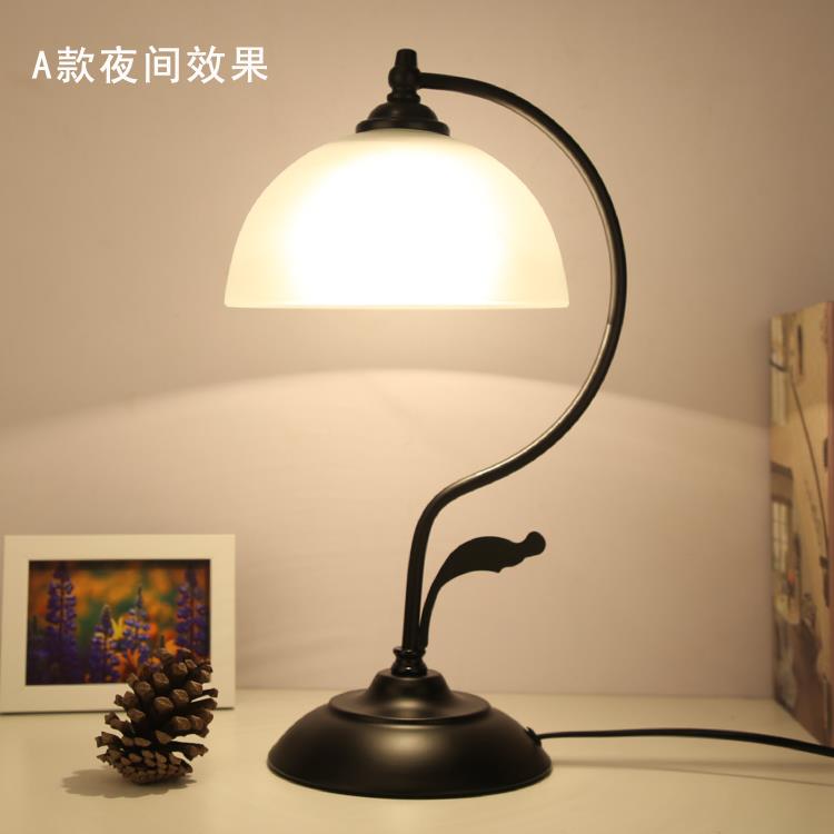 高档中D式古典美式复古寝台室床新头灯 可调光玻璃欧式装饰LE灯图片