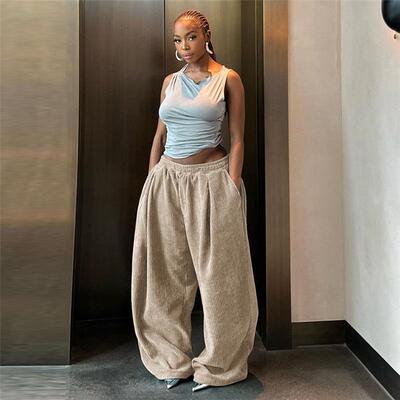 Women's Plain High Waist Straight Leg Sweatpants, Pants