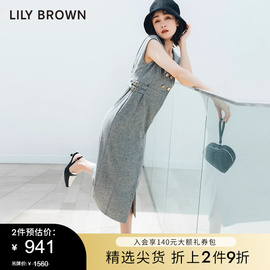 LILY BROWN春夏款气质无袖大翻领收腰开叉连衣裙LWFO232083