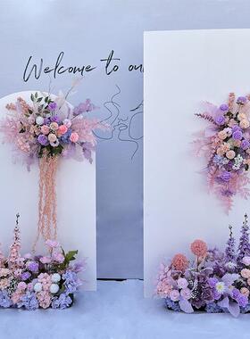 婚庆花紫色地排花森系花艺道具婚礼背景挂花布置路引花假花绢花
