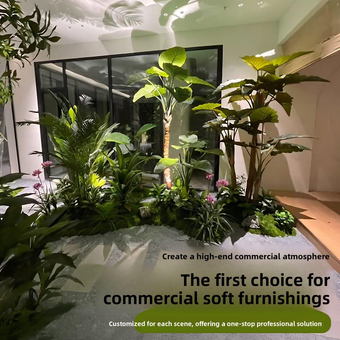 彷真绿植造景组合室内热带雨林风装饰景观布置定制彷生植物假树