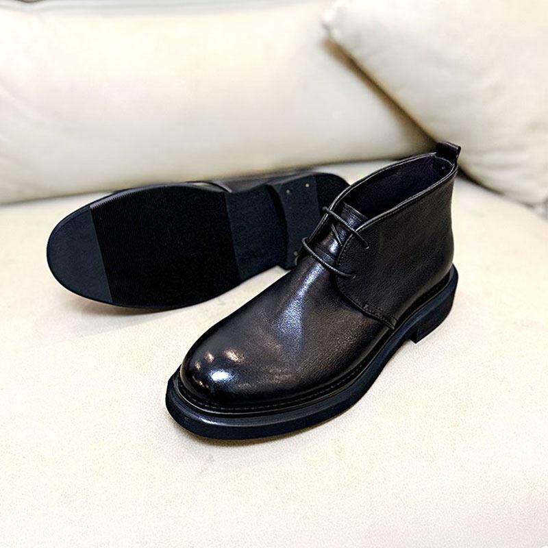 商务休闲厚底切尔西短靴男2025秋冬新款高帮皮鞋真皮英伦风马丁靴