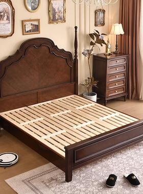 美式复古18米.实木双人简约鹅掌高楸木L5201#安娜床简床约箱储物