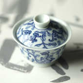 薄胎点工手绘九龙穿花二才盖碗景德镇陶瓷茶具青花泡茶盖碗小号