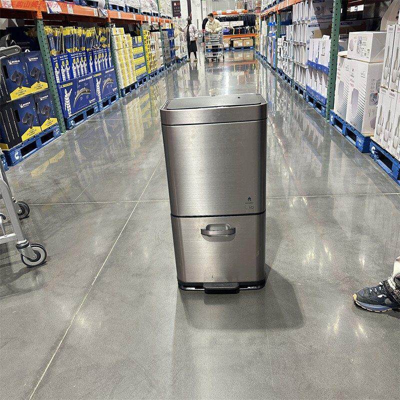 开市客代购EKO双层厨房大容量垃圾桶感应分类家用不锈钢干湿脚踏