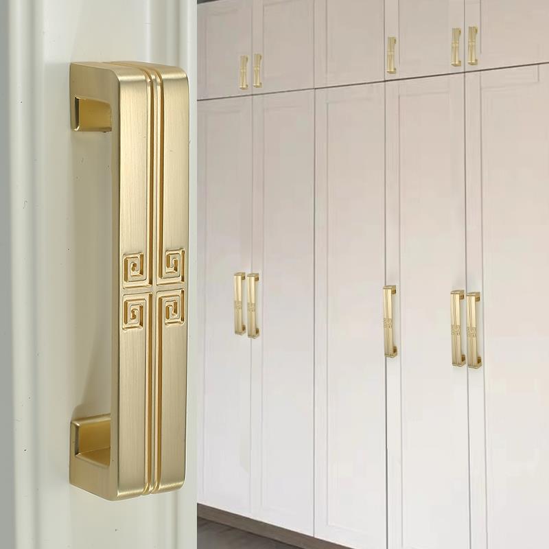 新中式柜门拉手金色轻奢橱柜门把手衣柜子门拉手抽屉黄铜把手现代