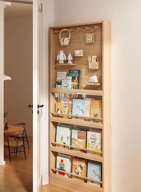 收纳架实洞洞板置物架窄缝门后小户型木书架绘薄柜子QVJ挂多层壁