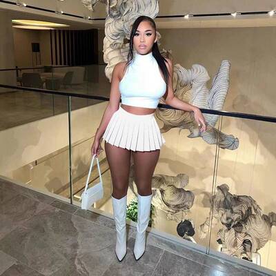 Women's Summer Casual Pleated Skirt Set, Two-Piece, Fitted