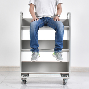 图书馆静音书车小推车书梯移动书车三四步登高梯档案文件推车平板