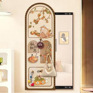 奶油风可推拉全身镜隐藏式穿衣镜隐形装饰画暗藏式玄关镜子壁挂画