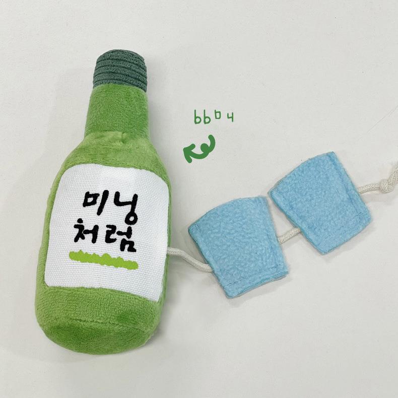 宠物磨牙啃咬bb叫可爱酒瓶发声藏食闻嗅玩具刺球比熊泰迪亚马逊