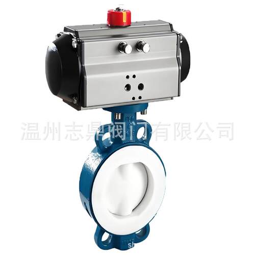 D671F46-16C铸钢衬氟气动对夹蝶阀双作用气缸耐腐蚀