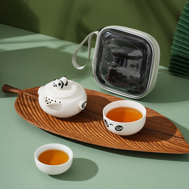 熊猫快客杯一壶二杯便携式创意茶具礼品旅行茶具套装户外泡茶壶