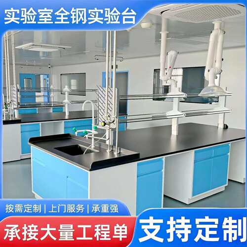 全钢实验台桌子实验室台学生实验桌实验室水槽台钢木边台