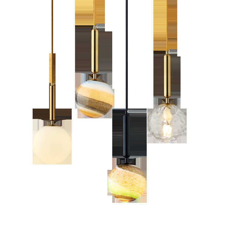 卧室床头小吊灯简约单头北欧后现代创意个性轻奢网红玻璃球吊线灯