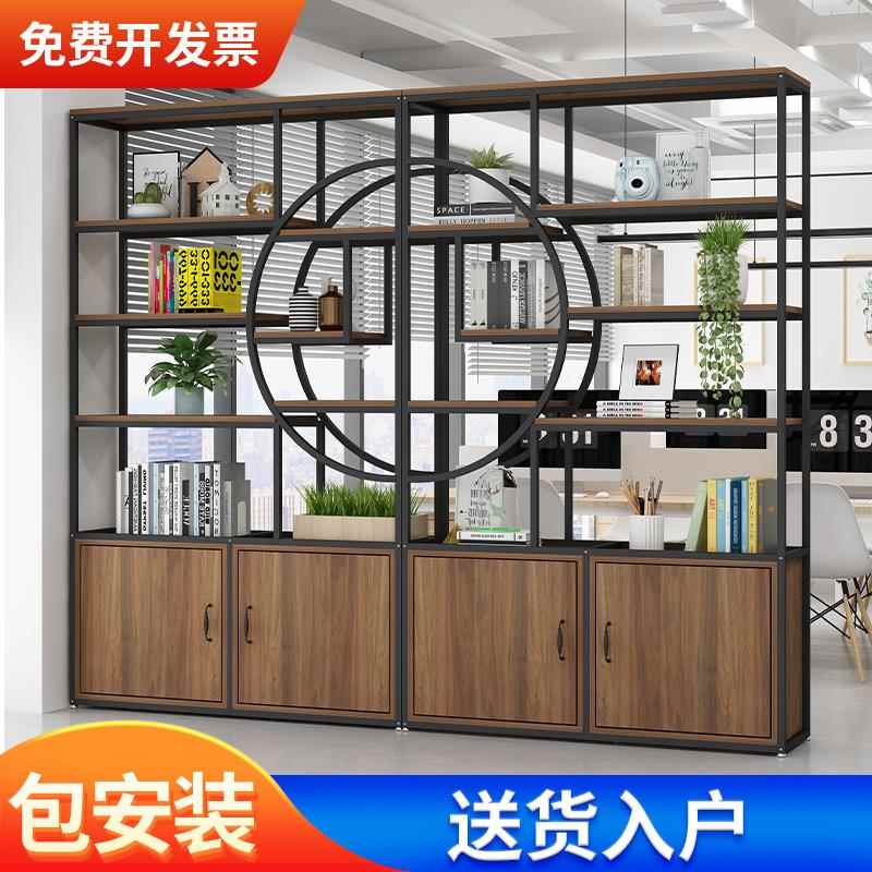 办公室隔断置物架客厅屏风入户装饰墙工业风铁艺博古架展示柜白色