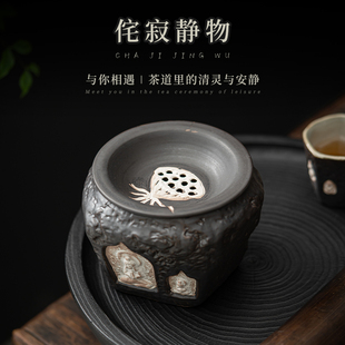 侘寂风粗陶茶洗小号杯洗笔洗手作粉引家用陶瓷水盂茶渣茶道建水