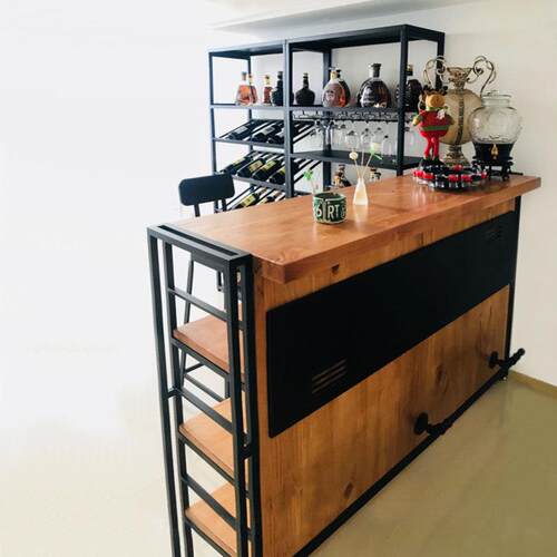 客饭厅厨房咖啡奶茶店实木酒吧台柜隔断工作前台吧台桌椅子商家用