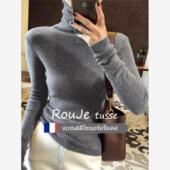 洋气内搭秋显瘦羊绒毛衣 女修身 Rouje tusse堆堆领高领羊毛针织衫