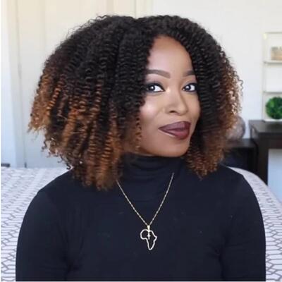Women's gradient wig, small curly hair, high-temperature